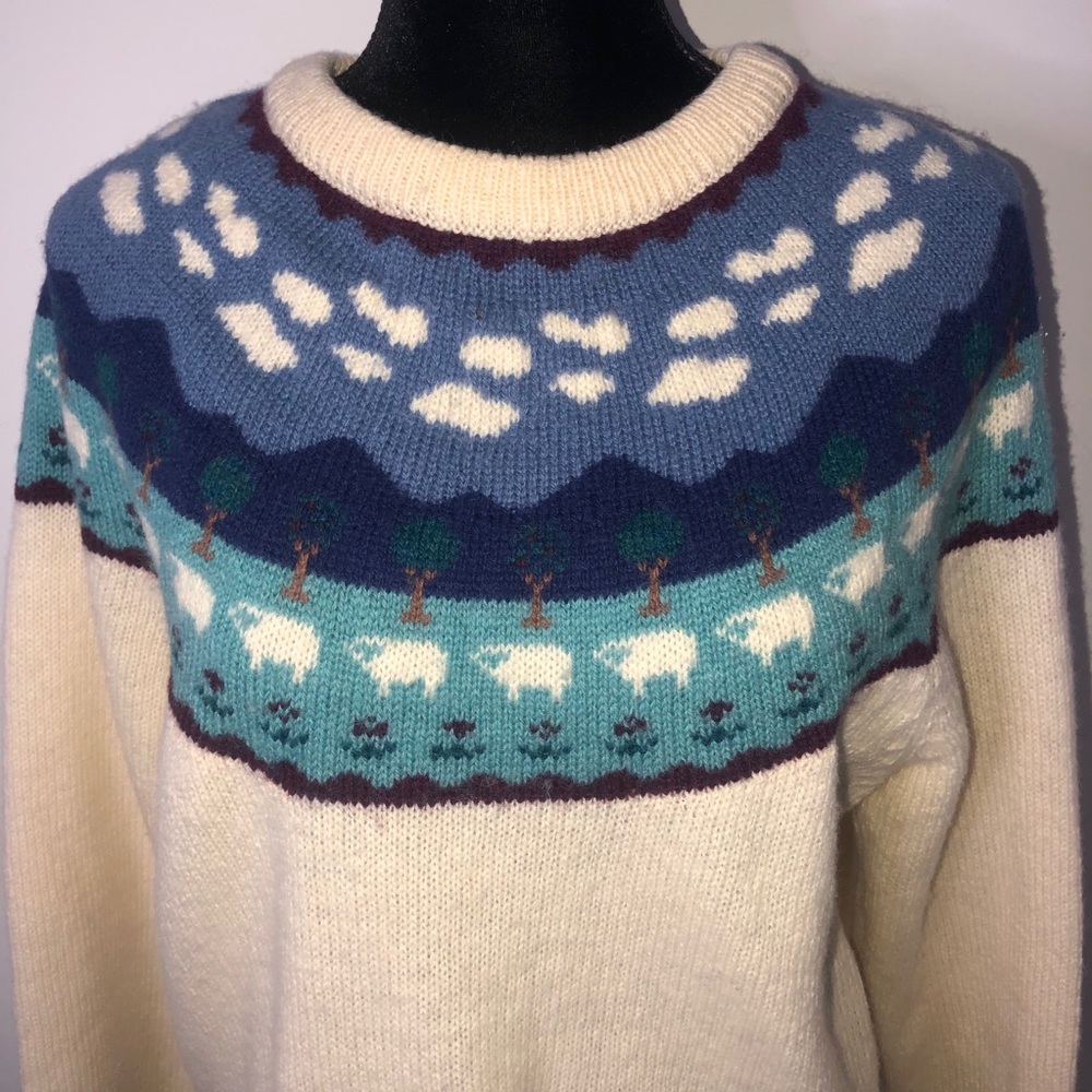 Woolrich Woman Vintage Fair Isle Sheep Sweater M - Picture 3 of 7
